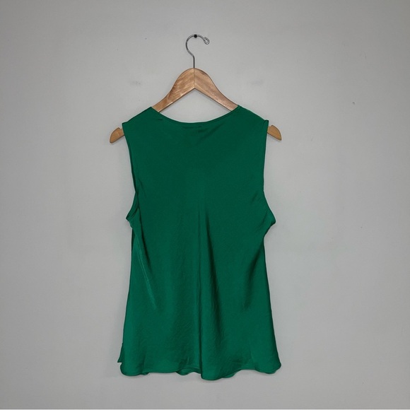 alex & lili Blouse Women’s Medium Emerald Green Satin Cowl Neck Sleeveless NWT‎ - Picture 5 of 7